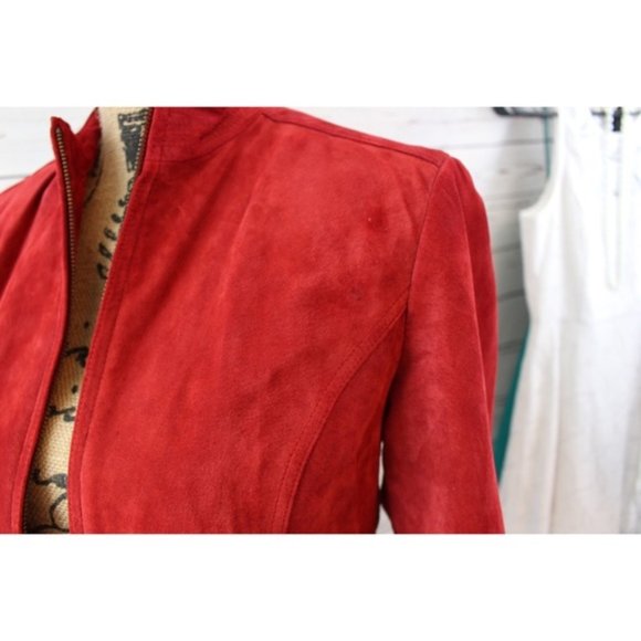 Valerie Stevens leather moto jacket red - Picture 2 of 6